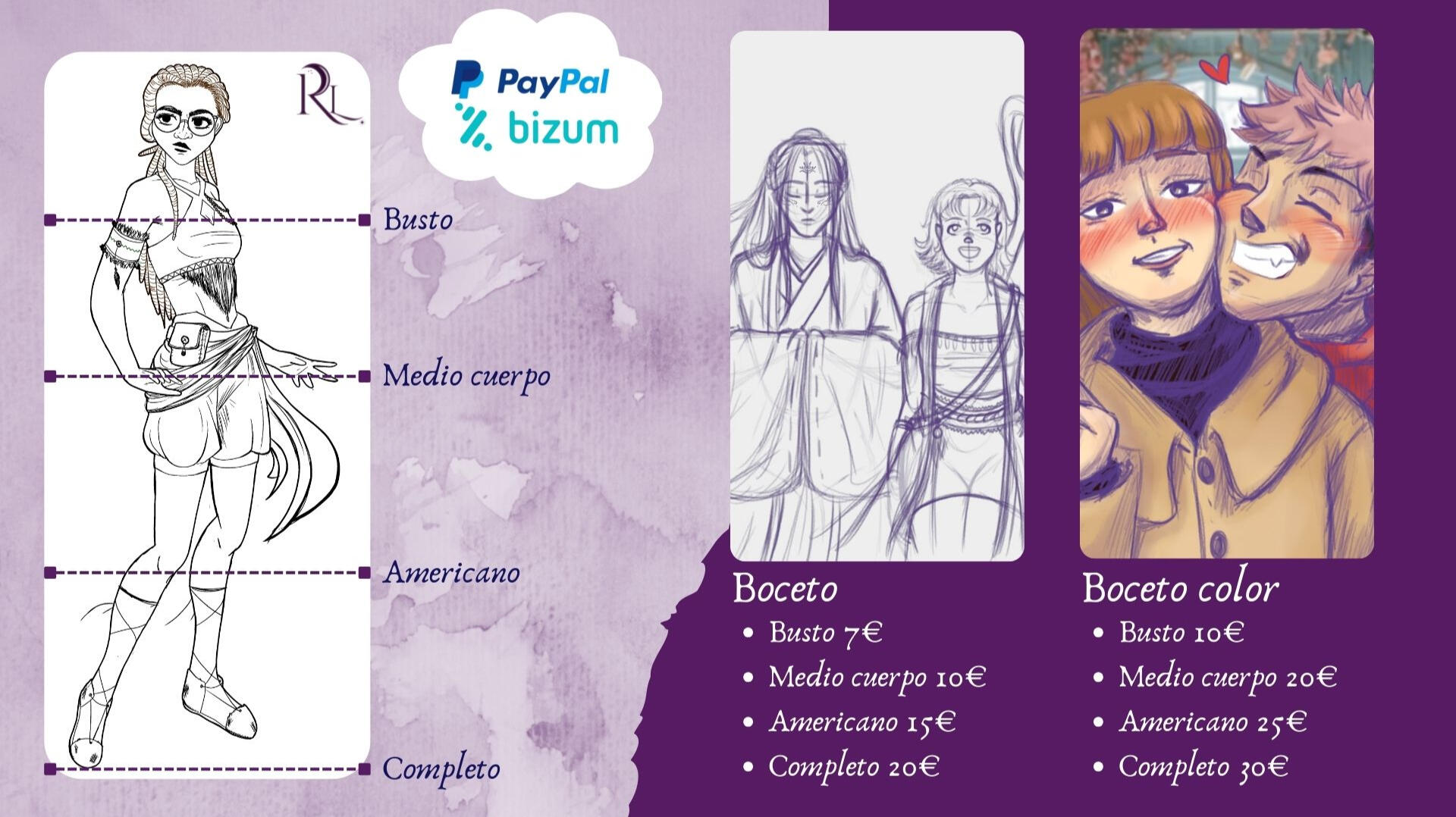 Comisiones 1. Boceto y boceto a color